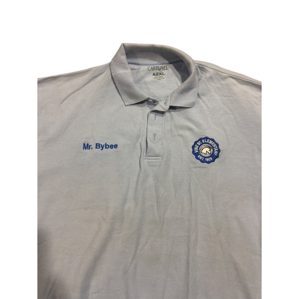 Carrusel Mens 2XL Polo Shirt Blue Vine St. Elementary Mr Bybee Embroidered Pique